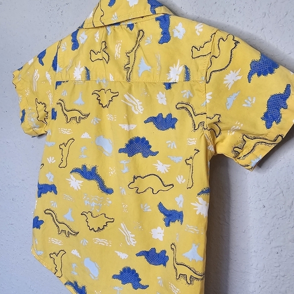 Wonder Nation Shirt Toddler Baby Boy 18M Yellow Blue Dinosaur Button Down Shirt - Picture 5 of 7